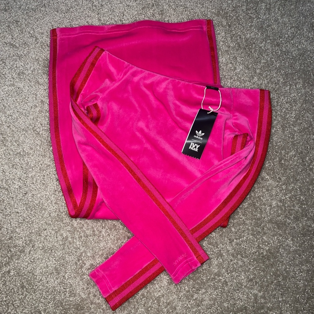 IVY PARK x Adidas pink velvet bodycon longleeve dress